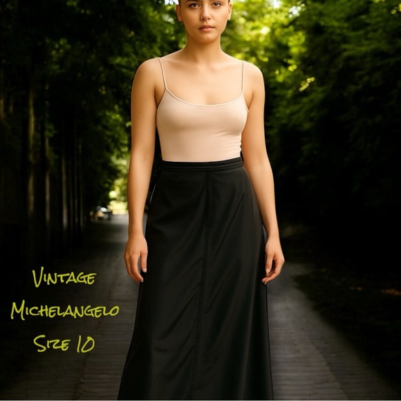 Michelangelo Vintage Skirt Formal Black Satin Maxi Classic Glamour Women’s 10 - Picture 10 of 16